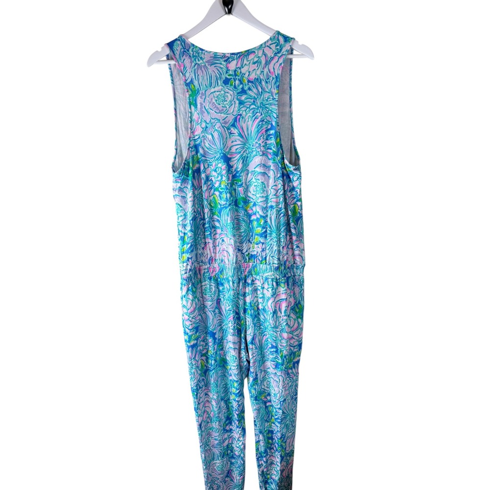 Lilly Pulitzer Paulina Sleeveless Knit Jumpsuit Drawstring Waist Full Bloom XL - Picture 5 of 7